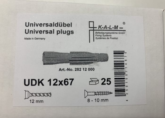 KALM Universal-Dübel Ø12  UDK ohne Kragen Ø12,  VPE 25Stück