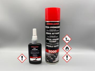 EURO-LOCK Edelstahl Kleber A63.80 50ml +  Oberflächenreiniger LOS2000 500ml