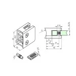 Edelstahl Glashalter Ø42,4, 45 x 45  Glasklemme 8,76 Klemmhalter Eckig V2A m. Sicherung