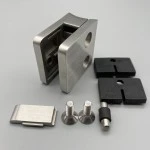 Edelstahl Glashalter Ø42,4, 45 x 45  Glasklemme 8,76 Klemmhalter Eckig V2A m. Sicherung