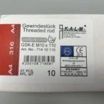 KALM Verbundanker Ankerstangen Gewindestücke M10 x 110 A4 GSK-E VPE 10 Stück