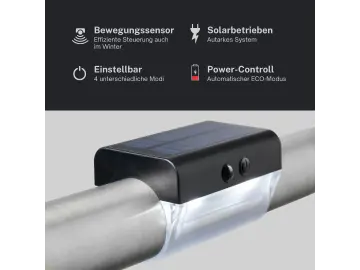 Outdoor LED SOLAR-Leuchten für Handlauf / Geländer Ø42,4 kaltweiß
