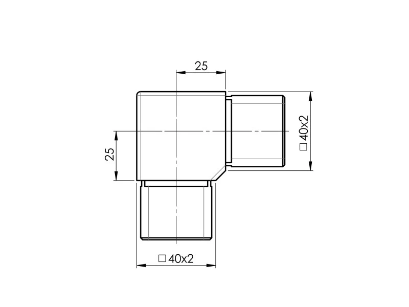Steckfitting Winkel V2A 90° - für Vierkantrohr 40x40 Verbinder für Vierkantrohr 40x40x2 V2A