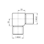 Steckfitting Winkel V2A 90° - für Vierkantrohr 40x40 Verbinder für Vierkantrohr 40x40x2 V2A