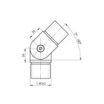 V2A Steckfitting Gelenk für Vierkantrohr 40x40 x 2 mm Winkel einstellbar Edelstahl 0° - 180°