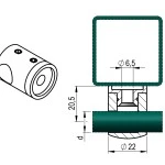 V2A Querstab- Traversenhalter -FLACH- / Ø12