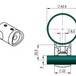 V2A Querstab- Traversenhalter Ø42 / Ø12