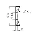 V2A Radienscheibe für Rohr 42 / 6,5 , Ausgleichscheibe, U-Scheibe, Adapter